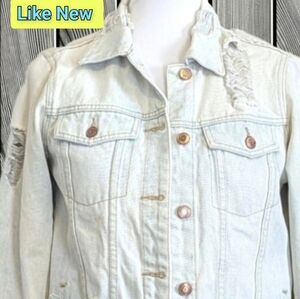 Thread & Supply Light Denim Jacket with Distressed Details